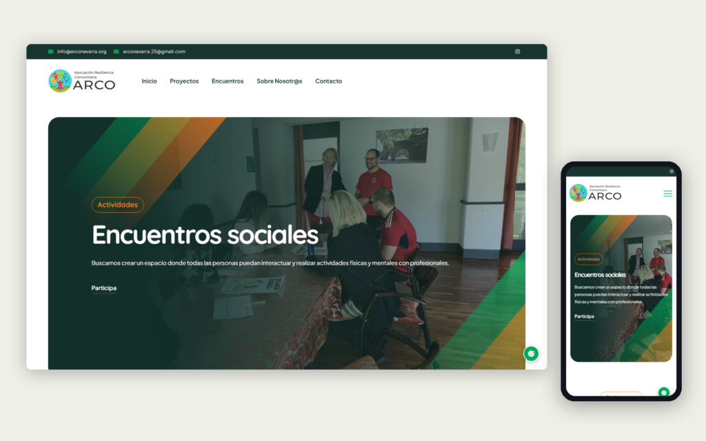 La web de ARCO Navarra en ordenador y en móvil