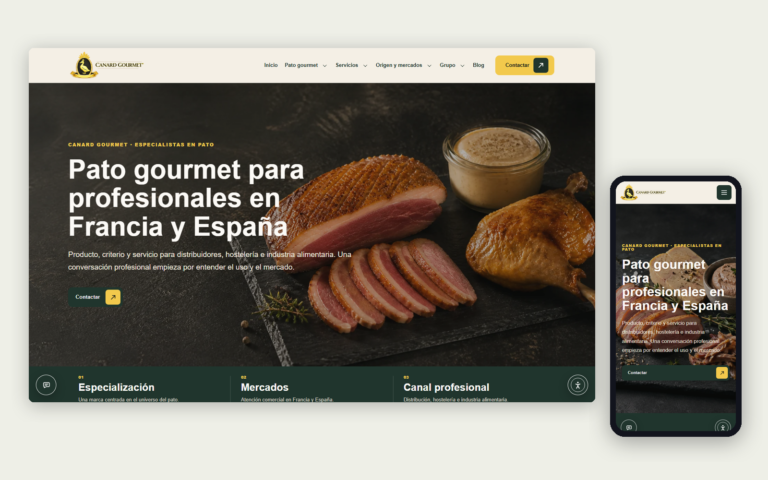 La web de Canard Gourmet en ordenador y en móvil