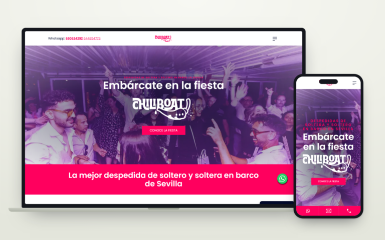 Web de ChiliBoat vista en ordenador y en móvil