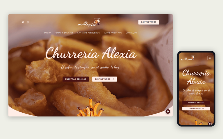 La web de Churrería Alexia en ordenador y en móvil