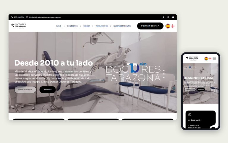 La web de Doctores Tarazona en ordenador y en móvil