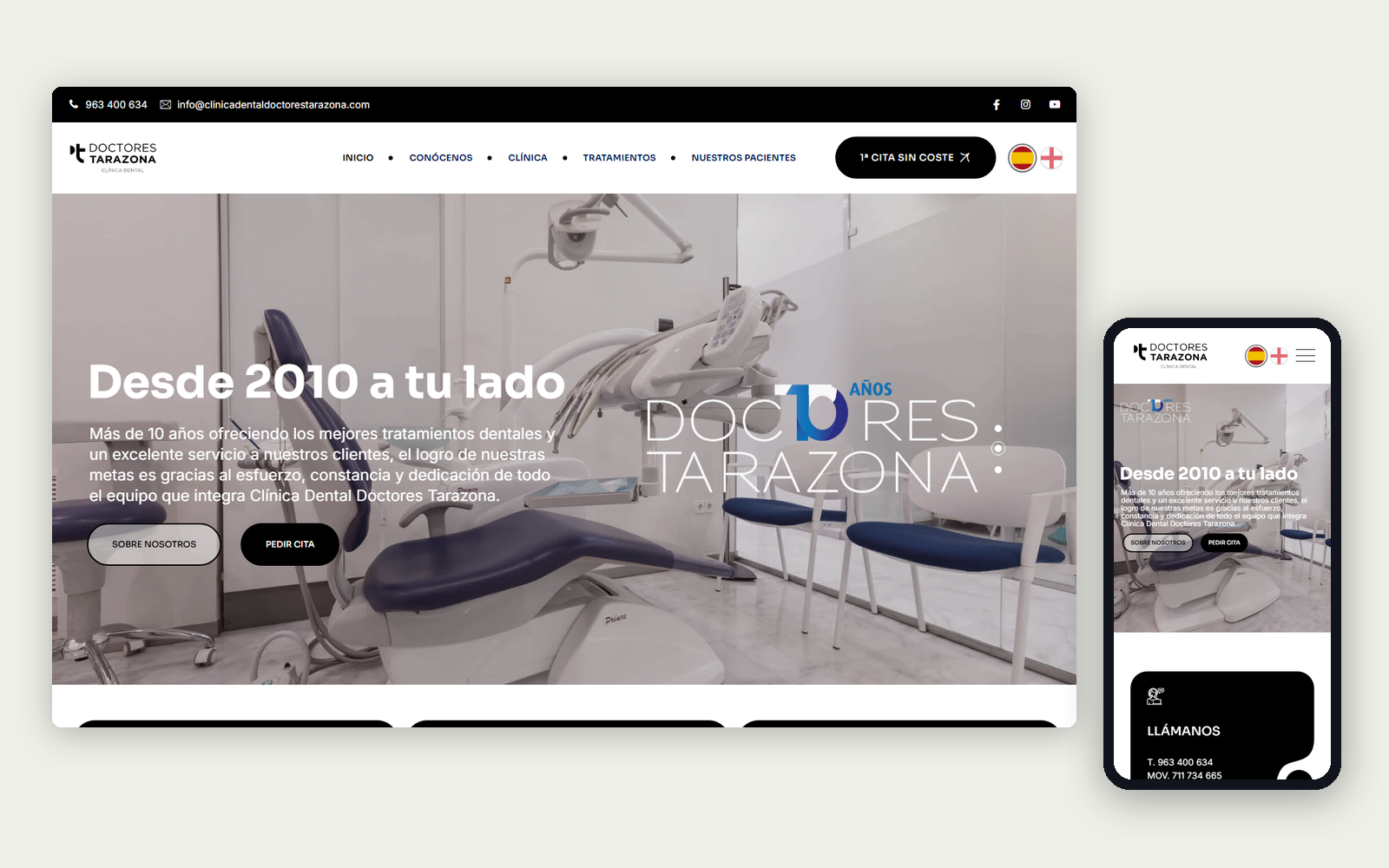 La web de Doctores Tarazona en ordenador y en móvil