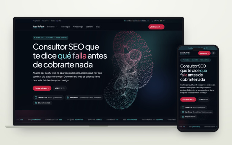 Web de Consultor SEO Pamplona vista en ordenador y en móvil