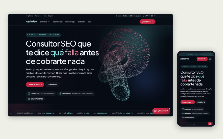 La web de Consultor SEO Pamplona en ordenador y en móvil