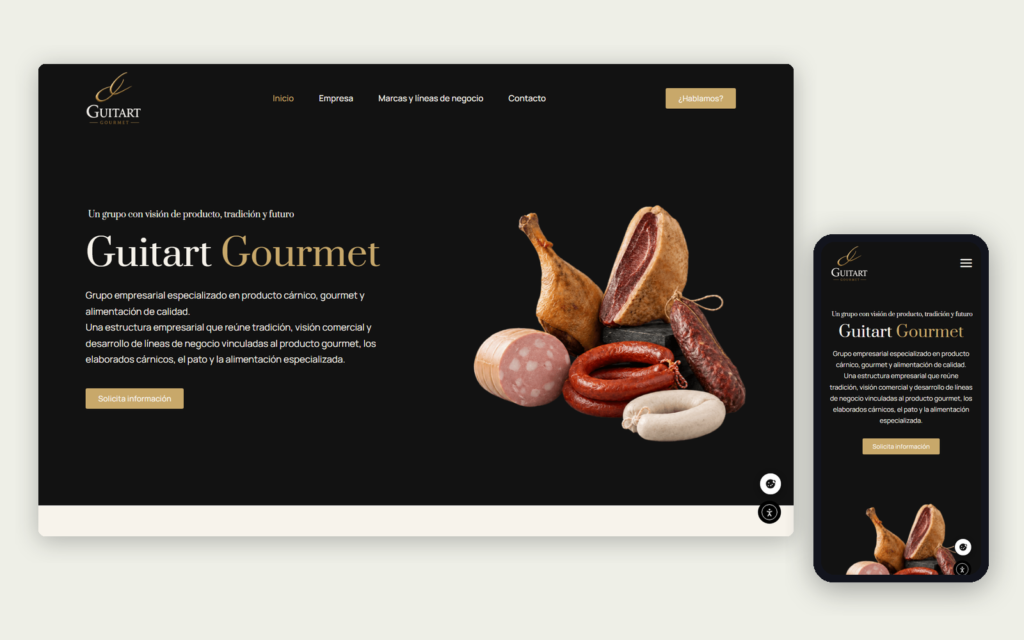 La web de Guitart Gourmet en ordenador y en móvil