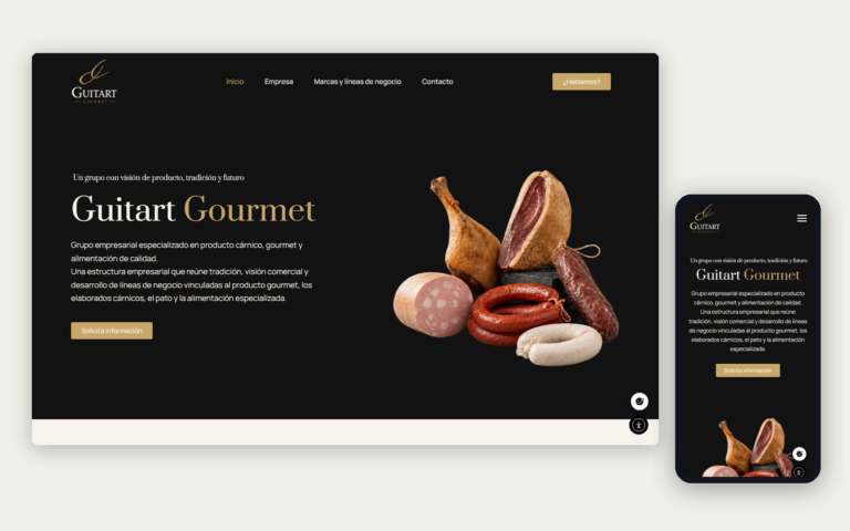 La web de Guitart Gourmet en ordenador y en móvil