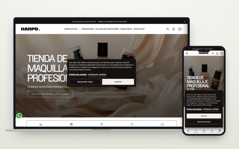 Web de Harpo vista en ordenador y en móvil