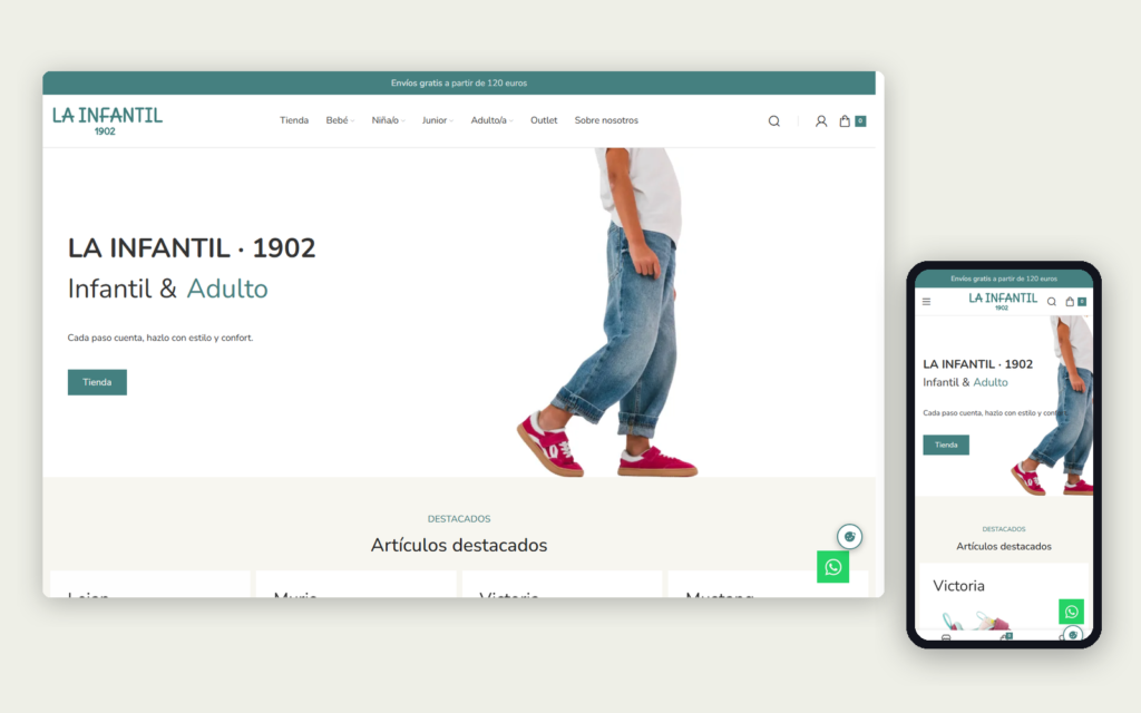 La web de La Infantil en ordenador y en móvil
