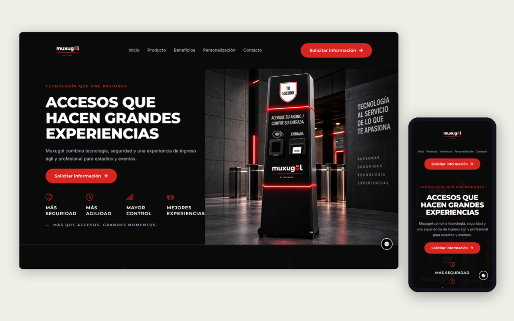 La web de Muxugol en ordenador y en móvil