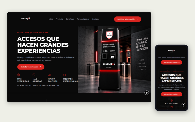 La web de Muxugol en ordenador y en móvil