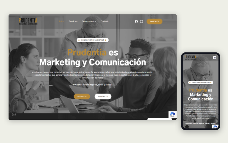 La web de Prudentia en ordenador y en móvil