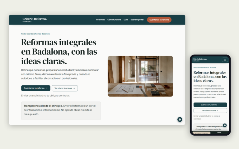 La web de Reformas Integrales Badalona en ordenador y en móvil
