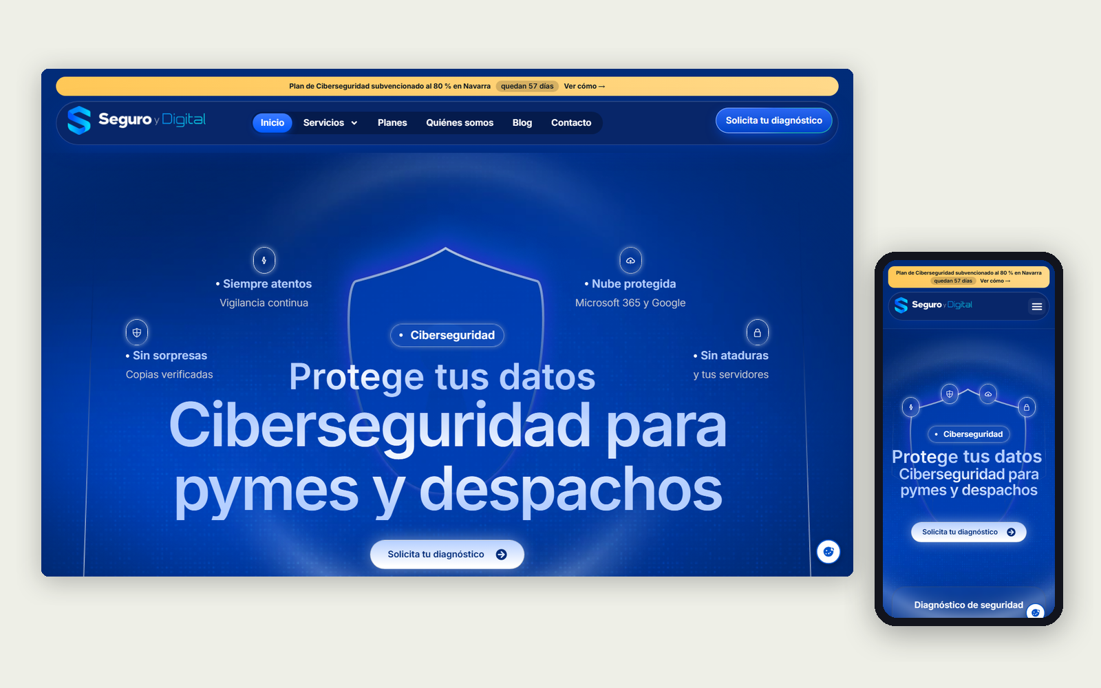 La web de Seguro y Digital en ordenador y en móvil
