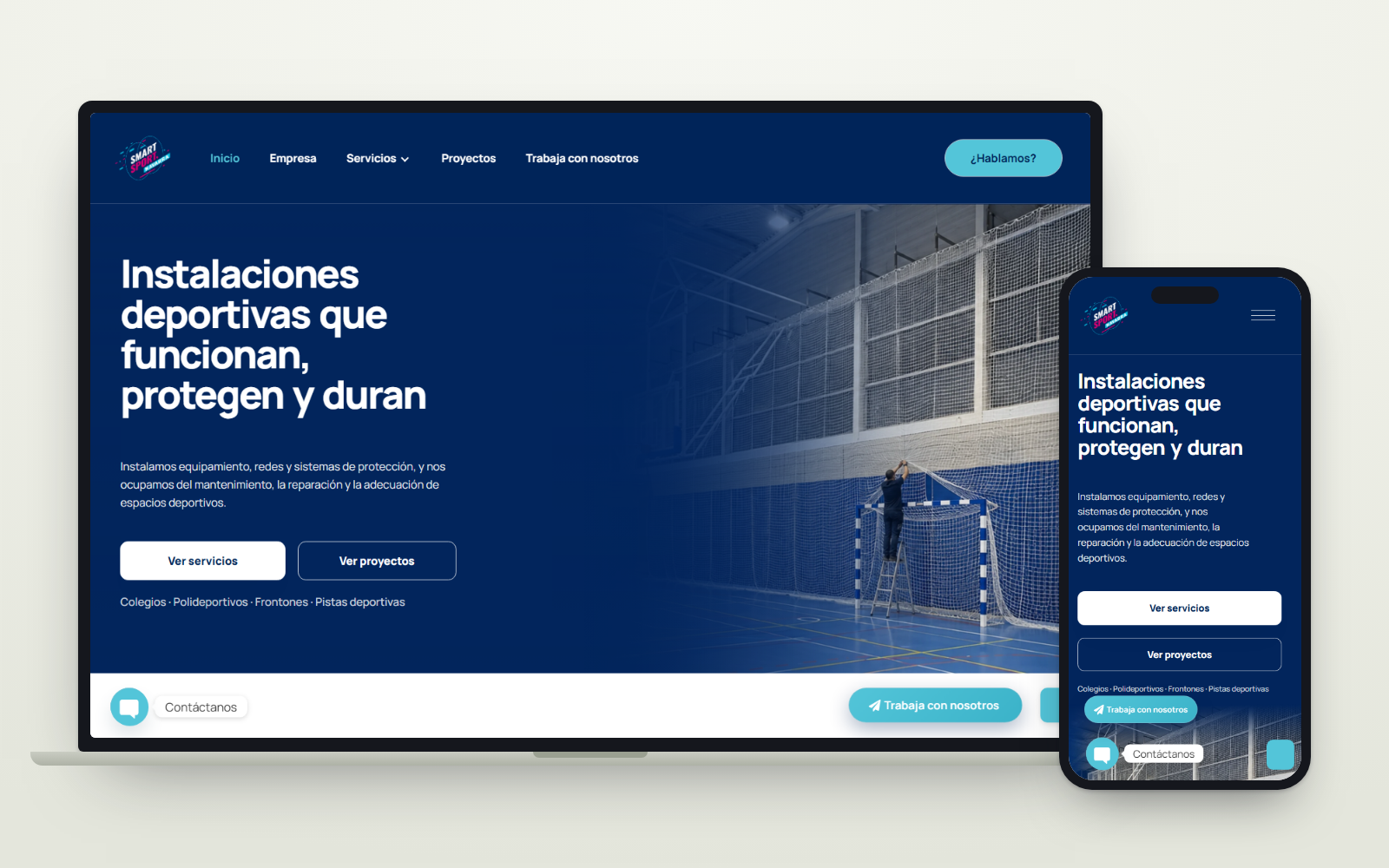 Web de Smart Sport Navarra vista en ordenador y en móvil