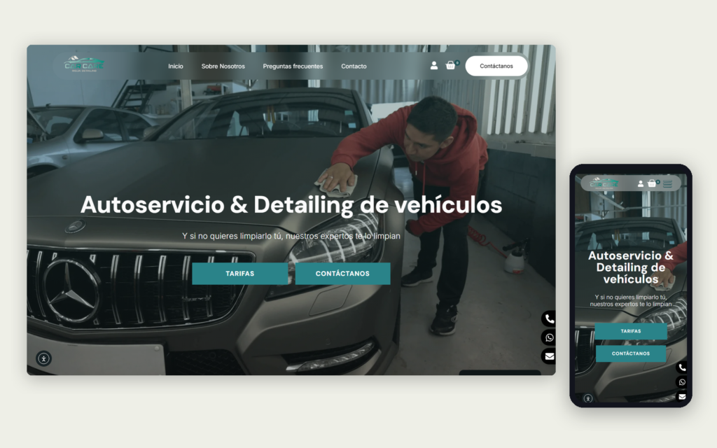 La web de Car Care Logroño en ordenador y en móvil