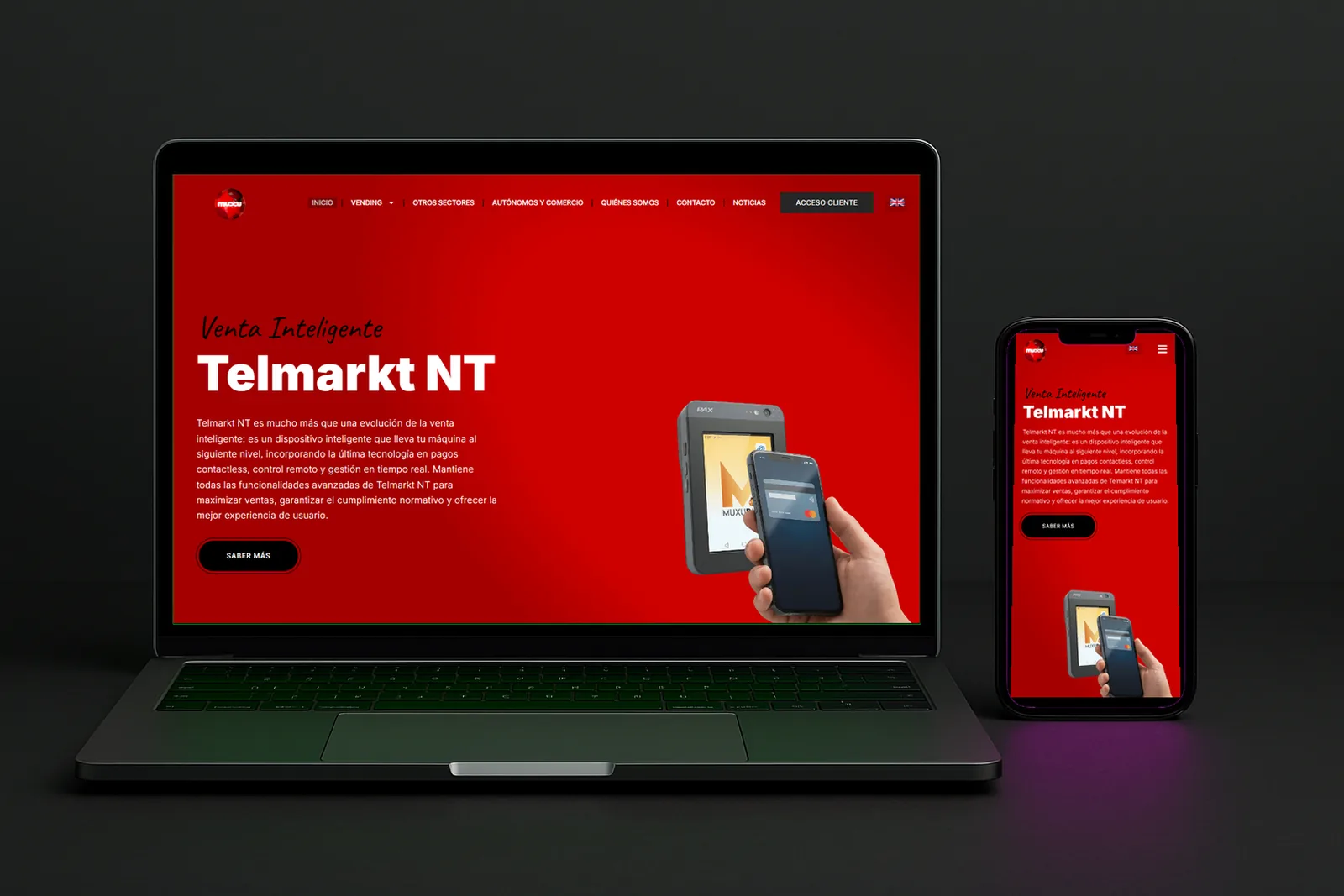 La web de muxunav.com vista en la pantalla de un portátil y, al lado, en un teléfono